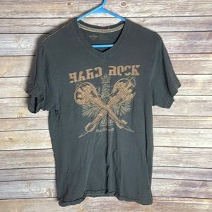 Men’s Vintage Brown Hard Rock Cafe Gatlinburg Tennessee V-Neck Tee Shirt